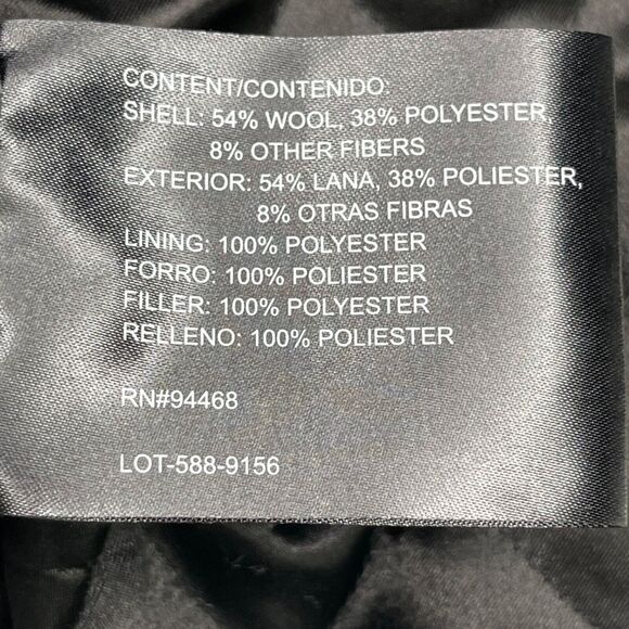 Claiborne Pea Coat Mens 2XL Charcoal Wool Blend Quilted Lining Single Breasted - Picture 7 of 9